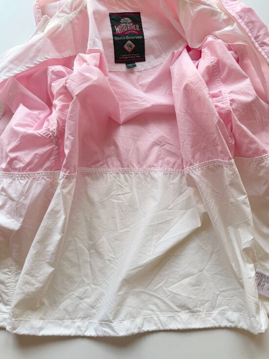 Vintage 00's WINDRIVER Pink White Nylon Hooded Windbreaker Jacket, Size L - Picture 15 of 16